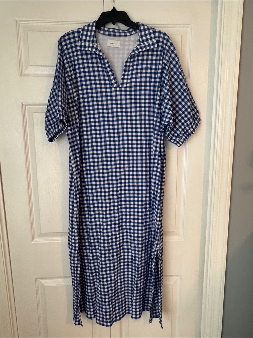 Adrienne Blue and White Gingham Maxi Dress